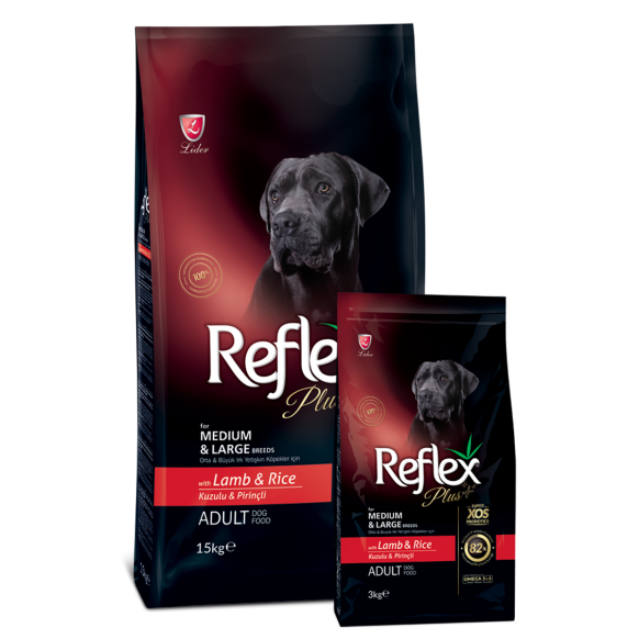 Reflex Plus Kuzu Etli Ve Pirinçli Orta Ve Büyük Irk Yetişkin Köpek Maması 3 Kg