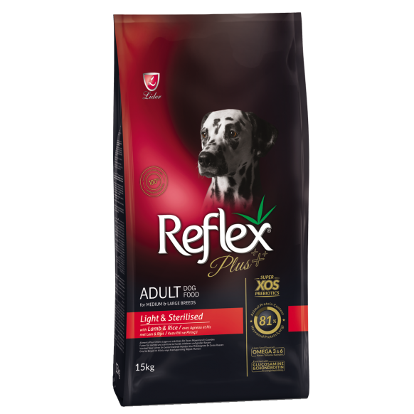 Reflex Plus Kuzu Etli Ve Pirinçli Orta ve Büyük Irk Kısırlaştırılmış Yetişkin Köpek Maması 15 Kg